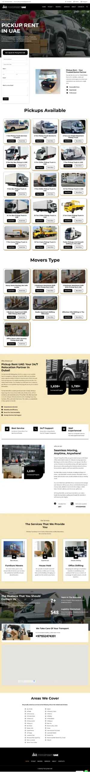 Pickup Rent Truck UAE Website Design
