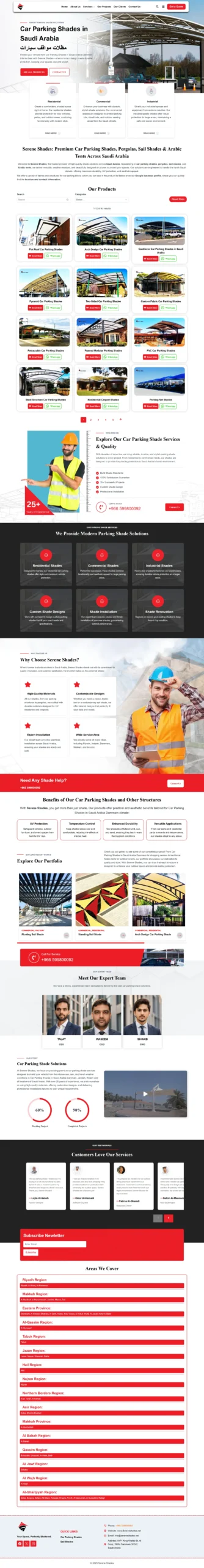 Car Parking Shade Website Design