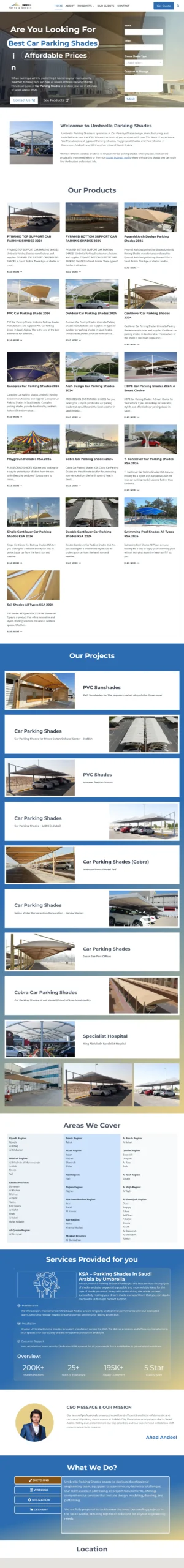 Car Parking Shade Website Design